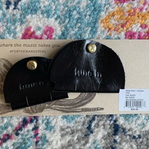 NWT HOBO black leather earbuds wire holder